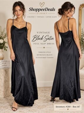 Vintage Wonder Maid Non-Cling Black Full Slip Dress Union Label Style 2990
